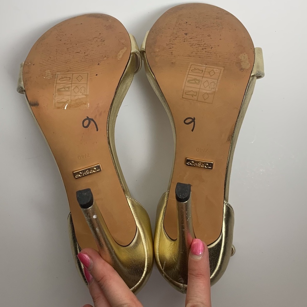Topshop Gold Ankle Strap Heeled Sandal - Picture 7 of 8